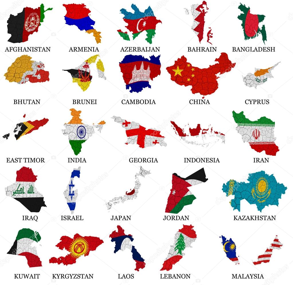 Asia countries flag maps Part 1