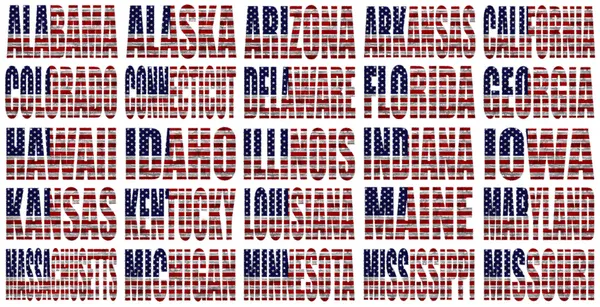 American States From A to M flag words — Stock Photo, Image