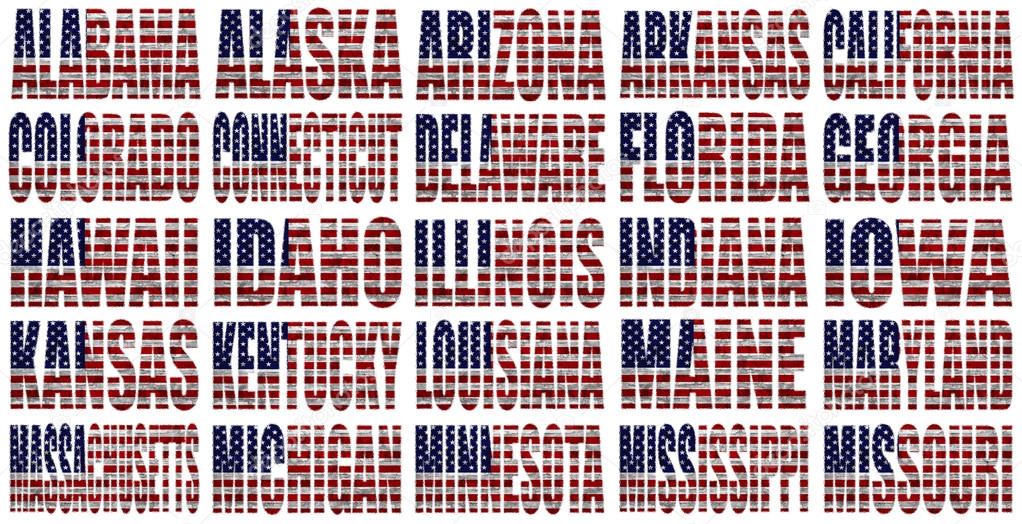 American States From A to M flag words