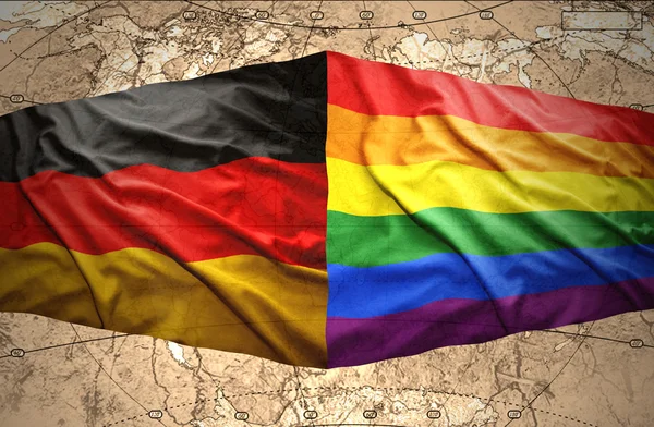 German and Rainbow flags — Stock Photo, Image