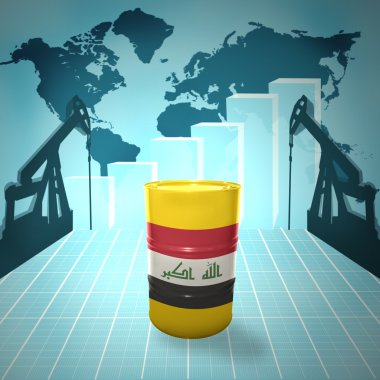 petrol varil Irak bayrağı ile