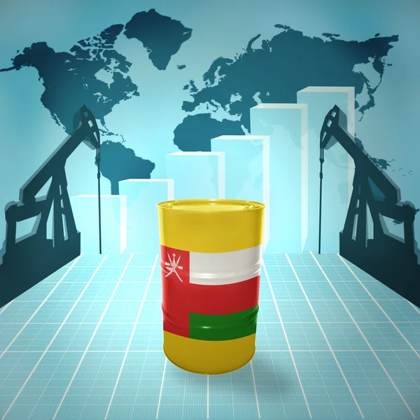 Oil barrel with Omani flag — Stock Photo, Image