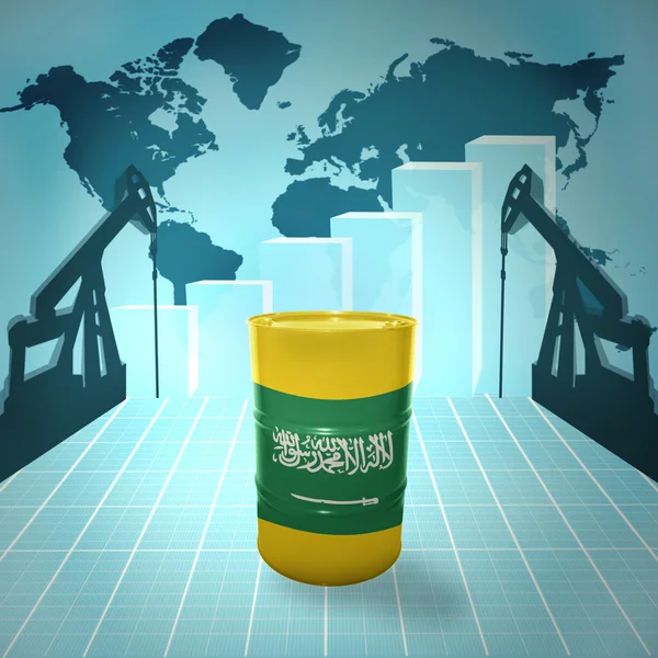 Oil barrel with Saudi Arabia flag — Stock Photo, Image