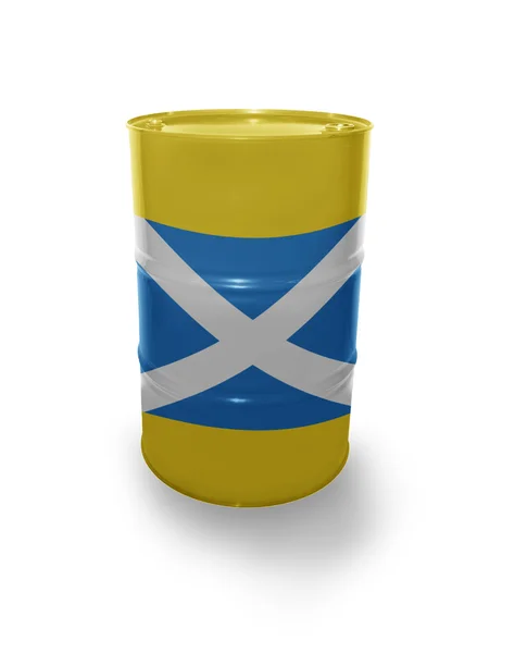 Barrel with Scottish flag — Stock Photo, Image