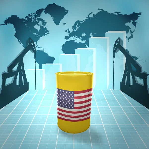Oil barrel with United States of America flag — Stock Photo, Image