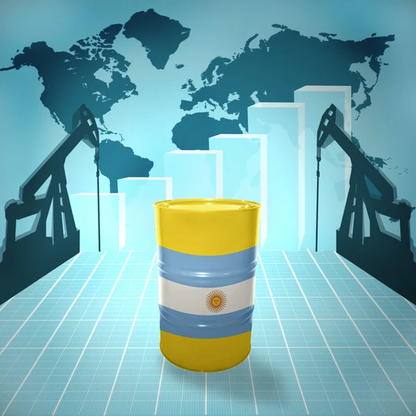 Oil barrel with Argentinean flag — Stock Photo, Image