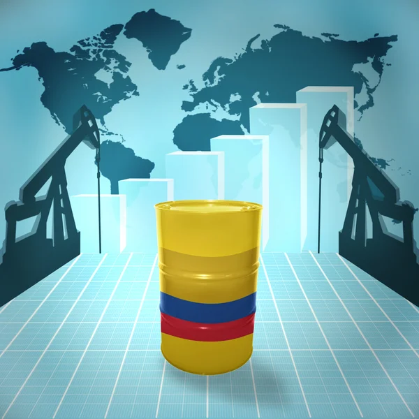 Barril de petróleo con bandera colombiana —  Fotos de Stock