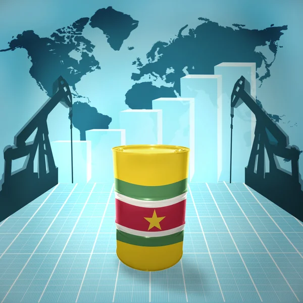 Barril de petróleo con bandera de Suriname — Foto de Stock