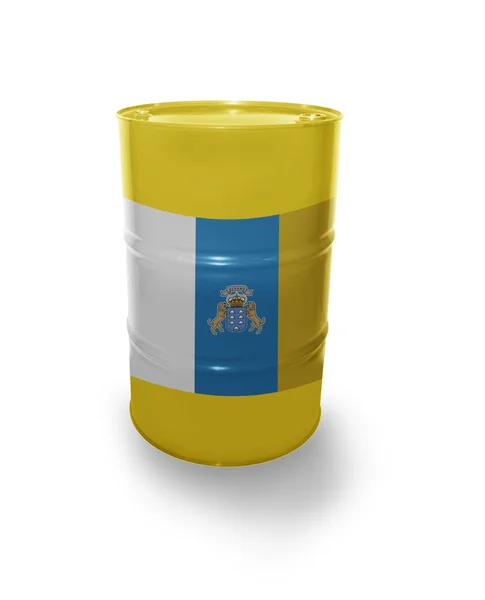 Barrel with Canarian flag — Stock Photo, Image