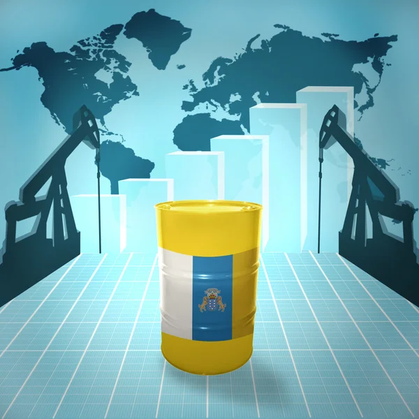 Oil barrel with Canarian flag — Stock Photo, Image