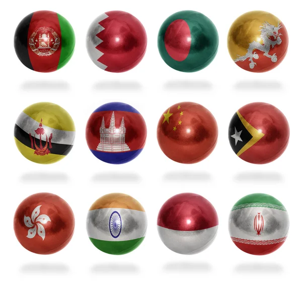 Шары флагов азиатских стран (от А до Я) — стоковое фото