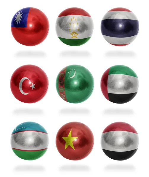 Bolas de bandera de países asiáticos (De T a Y) — Foto de Stock