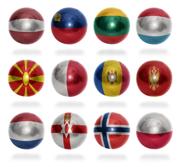 Paesi europei (Da L a P) palle bandiera — Foto Stock