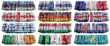 European countries (From E to K) flag words clipart