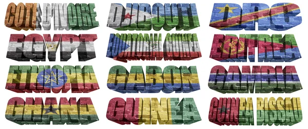 African countries (From C to G) flag words — Stock Photo, Image