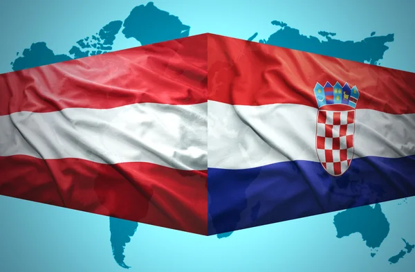 Waving Croatian and Austrian flags — Stock Photo, Image