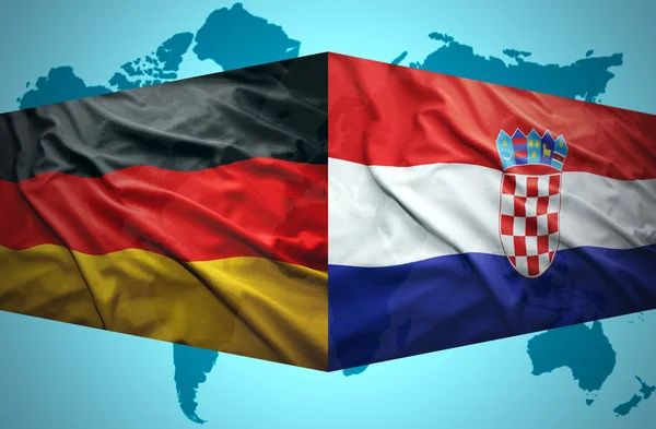 Ondeando banderas croatas y alemanas —  Fotos de Stock