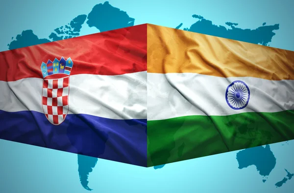 Waving Croatian and Indian flags — Stock Photo, Image