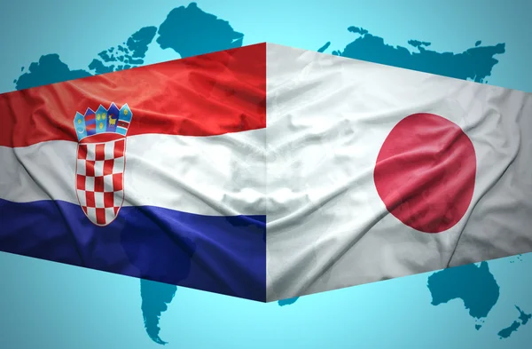 Waving Croatian and Japanese flags — Stock Photo, Image