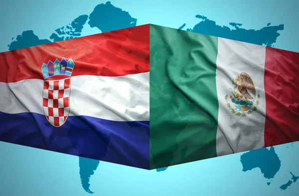 Waving Croatian and Mexican flags — Stock Photo, Image