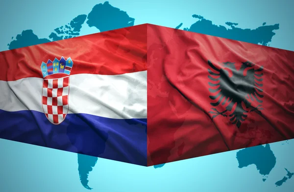 Macha flagi Albanii i Chorwacji — Zdjęcie stockowe