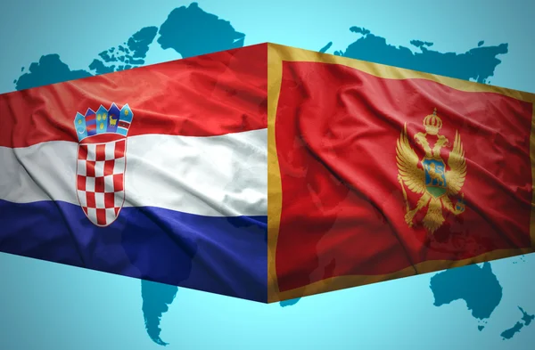 Macha Czarnogóry i chorwacki flagi — Zdjęcie stockowe