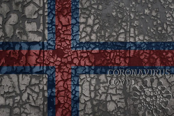 Bandiera Delle Isole Faroe Vecchio Muro Metallo Arrugginito Incrinato Vintage — Foto Stock