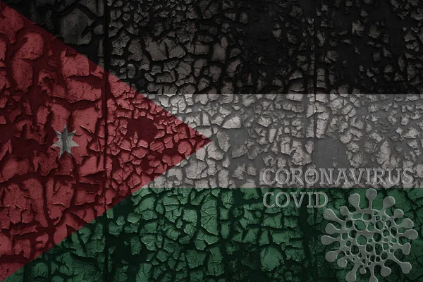 Jordanische Flagge Auf Einer Alten Rostigen Wand Aus Metall Mit — Stockfoto