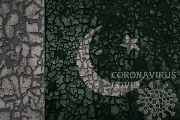 Bandera Pakistán Una Vieja Pared Agrietada Oxidada Metal Vintage Con —  Fotos de Stock