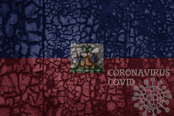 Bandera Haiti Una Vieja Pared Agrietada Oxidada Metal Vintage Con —  Fotos de Stock