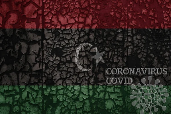Bandera Libya Una Vieja Pared Agrietada Oxidada Metal Vintage Con —  Fotos de Stock
