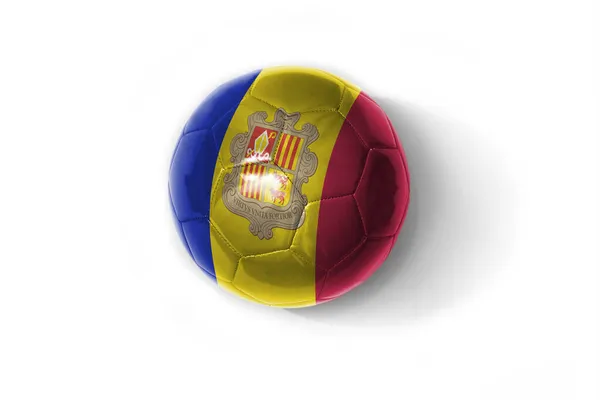 Realistisk Fotboll Med Färgglada Nationella Flagga Andorra Den Vita Bakgrunden — Stockfoto