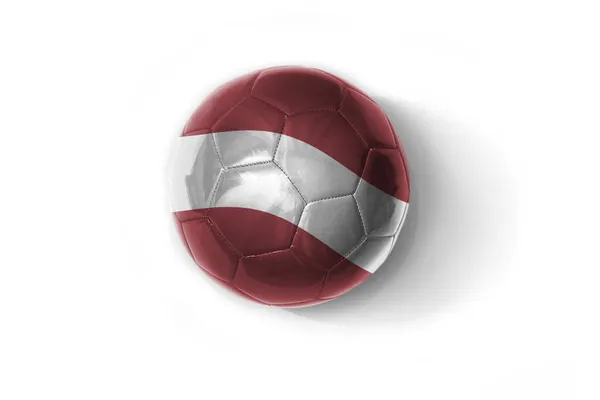 Realistische Voetbal Bal Met Kleurrijke Nationale Vlag Van Latvia Witte — Stockfoto