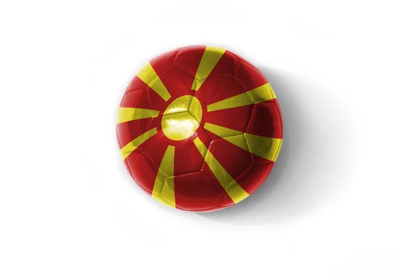 Realistische Voetbal Bal Met Kleurrijke Nationale Vlag Van Macedonië Witte — Stockfoto