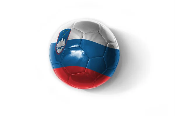 Realistische Voetbal Bal Met Kleurrijke Nationale Vlag Van Slovenia Witte — Stockfoto