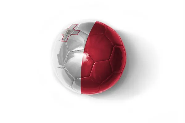 Bola Fútbol Realista Con Bandera Nacional Colorida Malta Fondo Blanco — Foto de Stock