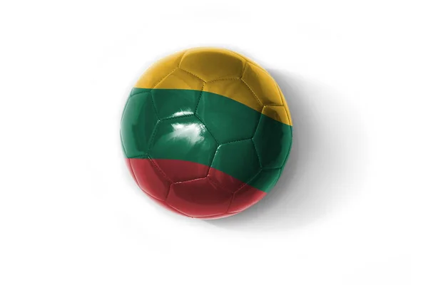 Realistische Voetbal Bal Met Kleurrijke Nationale Vlag Van Lithuania Witte — Stockfoto