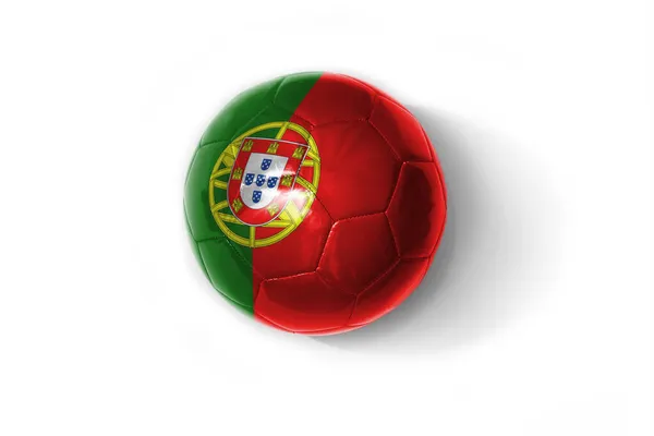Realistyczna Piłka Nożna Kolorową Flagą Portugalii Białym Tle Ilustracja — Zdjęcie stockowe