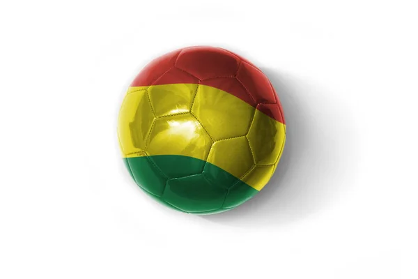 Realistische Voetbal Bal Met Kleurrijke Nationale Vlag Van Bolivia Witte — Stockfoto