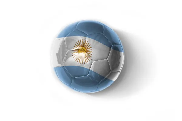 Beyaz Arka Planda Renkli Ulusal Arjantin Bayrağı Olan Gerçekçi Futbol — Stok fotoğraf