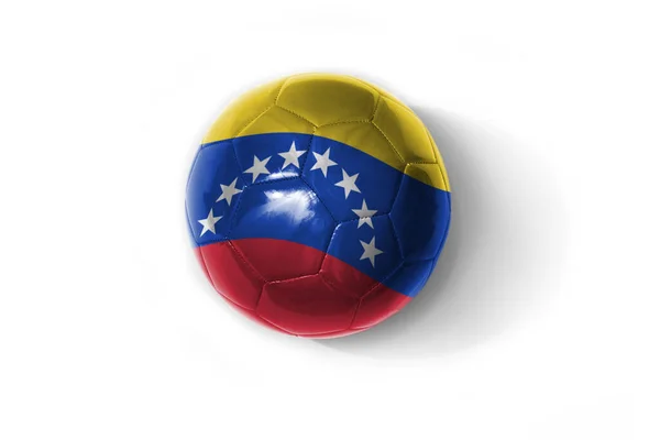 Ρεαλιστική Μπάλα Ποδοσφαίρου Πολύχρωμη Εθνική Σημαία Της Venezuela Στο Λευκό — Φωτογραφία Αρχείου
