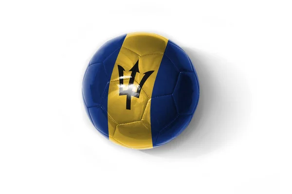 Realistische Voetbal Bal Met Kleurrijke Nationale Vlag Van Barbados Witte — Stockfoto