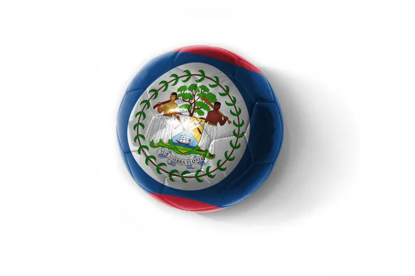 Realistische Voetbal Bal Met Kleurrijke Nationale Vlag Van Belize Witte — Stockfoto