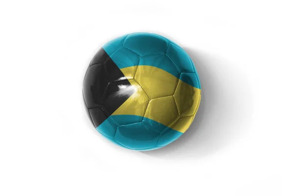 Pelota Fútbol Realista Con Colorida Bandera Nacional Bahamas Fondo Blanco —  Fotos de Stock