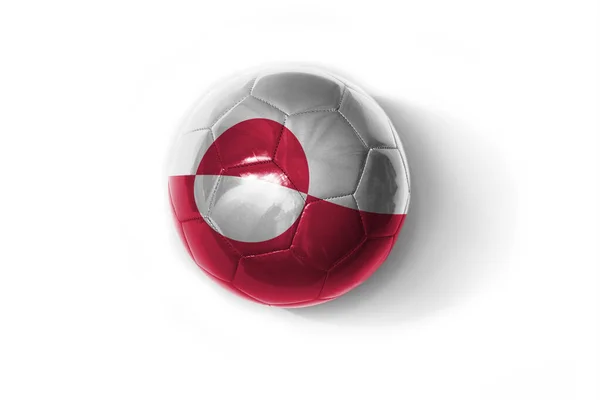 Pallone Calcio Realistico Con Bandiera Nazionale Colorata Groenlandia Sullo Sfondo — Foto Stock