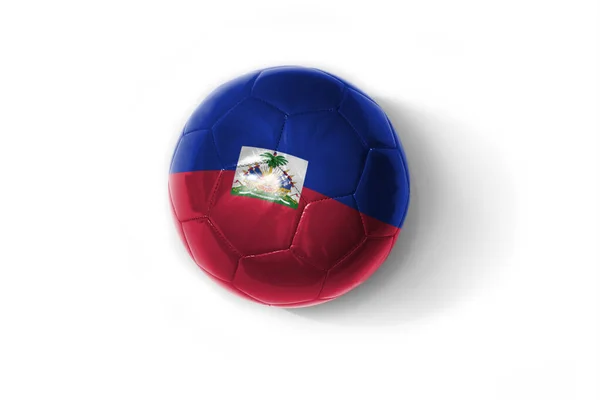 Реалистичный Футбольный Мяч Красочным Национальным Флагом Гаити Белом Фоне Иллюстрация — стоковое фото