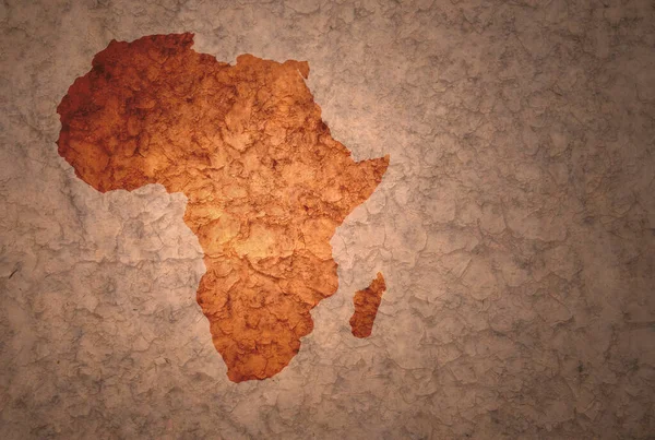 Peta Afrika Pada Kuno Kuno Kuno Retak Kertas Latar Belakang — Stok Foto