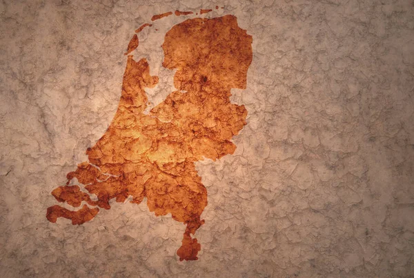 Mappa Dei Paesi Bassi Antico Sfondo Carta Crack Vintage — Foto Stock