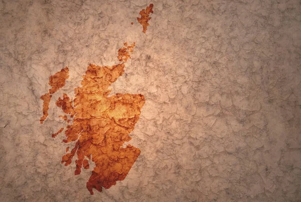 map of scotland on a old ancient vintage crack paper background