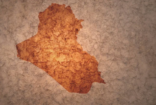 Irak Haritası Eski Eski Bir Çatlak Kağıt Arka Planda — Stok fotoğraf